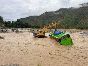 Passenger bus stuck in flood, 30 passengers rescued